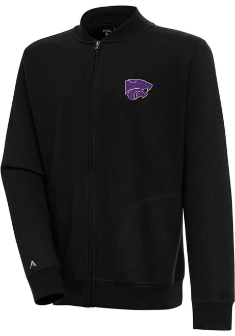 Mens K-State Wildcats Black Antigua Victory Long Sleeve Full Zip Jacket