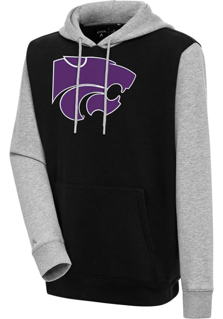 Mens K-State Wildcats Black Antigua Victory Hooded Sweatshirt