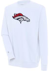 Main image for Antigua Denver Broncos Mens White Chenille Logo Victory Long Sleeve Crew Sweatshirt