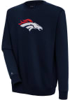 Main image for Antigua Denver Broncos Mens Navy Blue Full Front Chenille Victory Long Sleeve Crew Sweatshirt