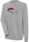 Main image for Antigua Denver Broncos Mens Grey Chenille Logo Victory Long Sleeve Crew Sweatshirt