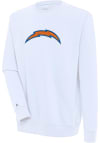 Main image for Antigua Los Angeles Chargers Mens White Chenille Logo Victory Long Sleeve Crew Sweatshirt