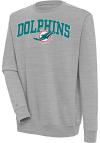 Main image for Antigua Miami Dolphins Mens Grey Chenille Logo Victory Long Sleeve Crew Sweatshirt