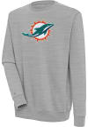 Main image for Antigua Miami Dolphins Mens Grey Chenille Logo Victory Long Sleeve Crew Sweatshirt