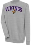 Main image for Antigua Minnesota Vikings Mens Grey Chenille Logo Victory Long Sleeve Crew Sweatshirt