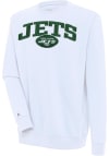 Main image for Antigua New York Jets Mens White Chenille Logo Victory Long Sleeve Crew Sweatshirt
