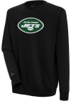 Main image for Antigua New York Jets Mens Black Chenille Logo Victory Long Sleeve Crew Sweatshirt