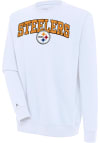 Main image for Antigua Pittsburgh Steelers Mens White Chenille Logo Victory Long Sleeve Crew Sweatshirt