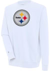 Main image for Antigua Pittsburgh Steelers Mens White Chenille Logo Victory Long Sleeve Crew Sweatshirt