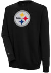Main image for Antigua Pittsburgh Steelers Mens Black Chenille Logo Victory Long Sleeve Crew Sweatshirt