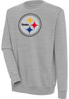 Main image for Antigua Pittsburgh Steelers Mens Grey Chenille Logo Victory Long Sleeve Crew Sweatshirt