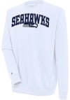 Main image for Antigua Seattle Seahawks Mens White Chenille Logo Victory Long Sleeve Crew Sweatshirt