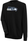 Main image for Antigua Seattle Seahawks Mens Black Chenille Logo Victory Long Sleeve Crew Sweatshirt
