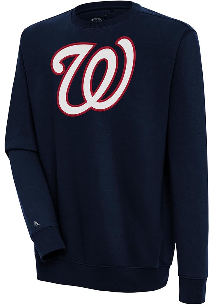 Antigua Washington Nationals Mens Full Front Victory Crew Sweatshirt - NAVY