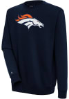 Main image for Antigua Denver Broncos Mens Navy Blue Full Front Victory Long Sleeve Crew Sweatshirt