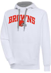 Main image for Antigua Cleveland Browns Mens White Chenille Logo Victory Long Sleeve Hoodie