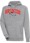 Main image for Antigua Denver Broncos Mens Grey Chenille Logo Victory Long Sleeve Hoodie