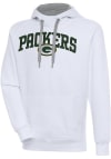Main image for Antigua Green Bay Packers Mens White Chenille Logo Victory Long Sleeve Hoodie