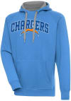 Main image for Antigua Los Angeles Chargers Mens Light Blue Chenille Logo Victory Long Sleeve Hoodie