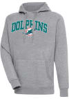 Main image for Antigua Miami Dolphins Mens Grey Chenille Logo Victory Long Sleeve Hoodie