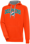 Main image for Antigua Miami Dolphins Mens Orange Chenille Logo Victory Long Sleeve Hoodie