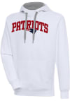 Main image for Antigua New England Patriots Mens White Chenille Logo Victory Long Sleeve Hoodie