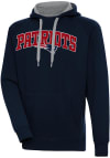 Main image for Antigua New England Patriots Mens Navy Blue Chenille Logo Victory Long Sleeve Hoodie