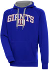 Main image for Antigua New York Giants Mens Blue Chenille Logo Victory Long Sleeve Hoodie