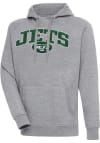 Main image for Antigua New York Jets Mens Grey Chenille Logo Victory Long Sleeve Hoodie