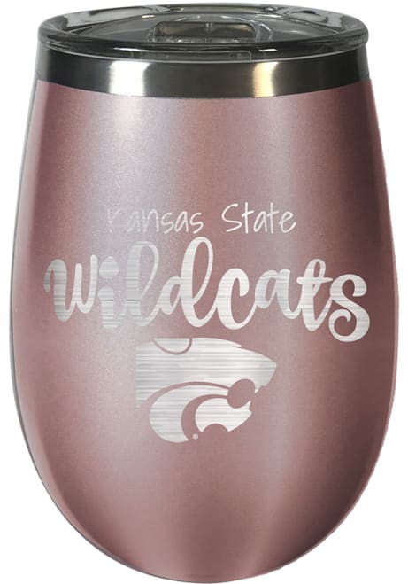 Pink K-State Wildcats 10oz Rose Gold Stemless Wine Stainless Steel Stemless