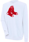 Main image for Antigua Boston Red Sox Mens White Chenille Logo Victory Long Sleeve Crew Sweatshirt