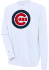 Main image for Antigua Chicago Cubs Mens White Chenille Logo Victory Long Sleeve Crew Sweatshirt