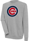 Main image for Antigua Chicago Cubs Mens Grey Chenille Logo Victory Long Sleeve Crew Sweatshirt