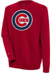 Main image for Antigua Chicago Cubs Mens Red Chenille Logo Victory Long Sleeve Crew Sweatshirt