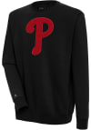 Main image for Antigua Philadelphia Phillies Mens Black Chenille Logo Victory Long Sleeve Crew Sweatshirt