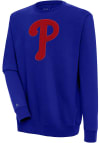 Main image for Antigua Philadelphia Phillies Mens Blue Chenille Logo Victory Long Sleeve Crew Sweatshirt
