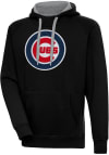Main image for Antigua Chicago Cubs Mens Black Chenille Logo Victory Long Sleeve Hoodie