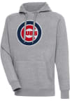 Main image for Antigua Chicago Cubs Mens Grey Chenille Logo Victory Long Sleeve Hoodie