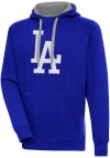 Main image for Antigua Los Angeles Dodgers Mens Blue Chenille Logo Victory Long Sleeve Hoodie