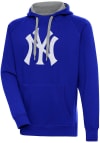 Main image for Antigua New York Yankees Mens Navy Blue Chenille Logo Victory Long Sleeve Hoodie