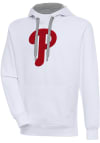 Main image for Antigua Philadelphia Phillies Mens White Chenille Logo Victory Long Sleeve Hoodie