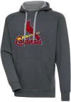 Main image for Antigua St Louis Cardinals Mens Charcoal Chenille Logo Victory Long Sleeve Hoodie