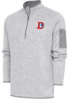 Main image for Antigua Denver Broncos Mens Grey Classic Logo Fortune Long Sleeve 1/4 Zip Fashion Pullover