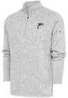 Main image for Antigua Miami Dolphins Mens Grey Classic Logo Fortune Long Sleeve 1/4 Zip Fashion Pullover