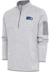 Main image for Antigua Seattle Seahawks Mens Grey Classic Logo Fortune Long Sleeve 1/4 Zip Fashion Pullover