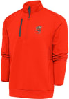 Main image for Antigua Cleveland Browns Mens Orange Classic Logo Generation Long Sleeve 1/4 Zip Pullover