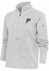 Main image for Antigua Miami Dolphins Womens Grey Classic Logo Fortune 1/4 Zip Pullover