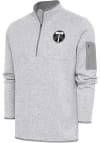 Main image for Antigua Portland Timbers Mens Grey Metallic Logo Fortune Long Sleeve 1/4 Zip Pullover