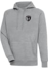 Main image for Antigua Sporting Kansas City Mens Grey Metallic Logo Victory Long Sleeve Hoodie