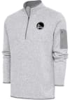 Main image for Antigua Golden State Warriors Mens Grey Metallic Logo Fortune Long Sleeve 1/4 Zip Pullover